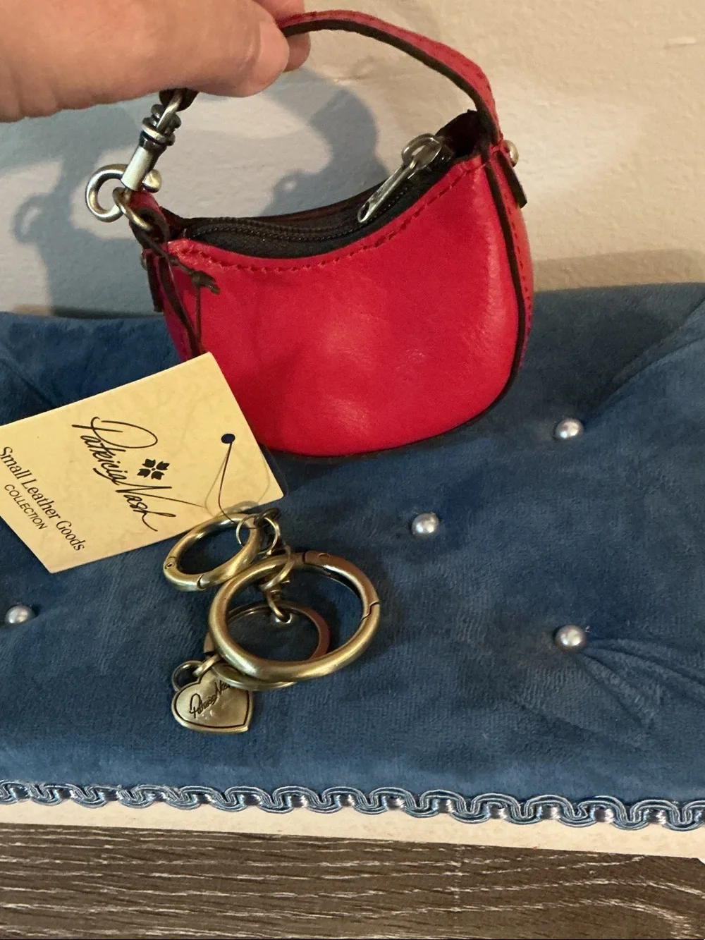 Patricia Nash Micro Morgna NWT Keychain Bag Charm Pouch Red 3.25x2.25x1.5 Heart